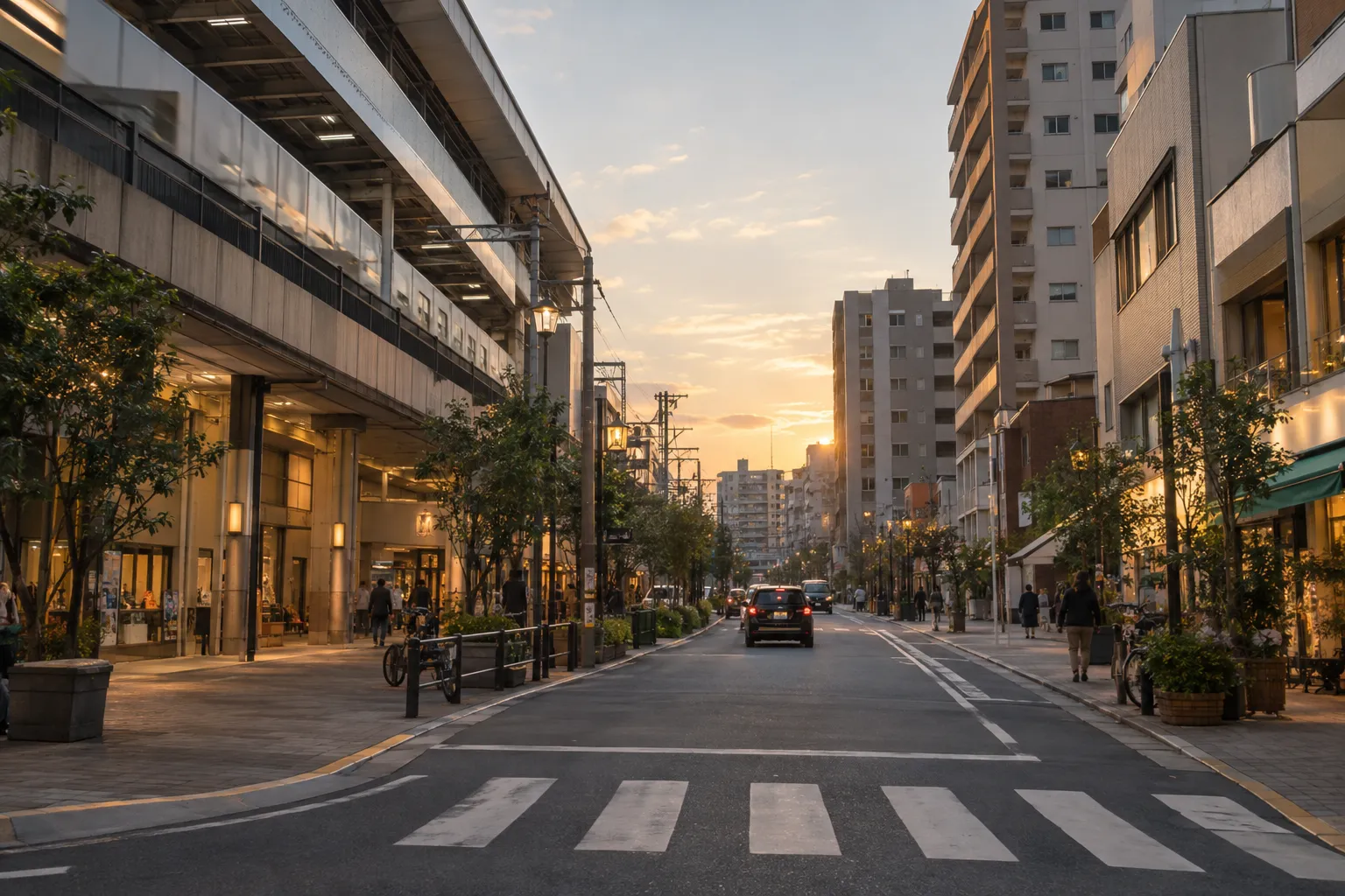 住宅と小規模店舗が並ぶ街並みのイメージ。実在地点の写真ではありません